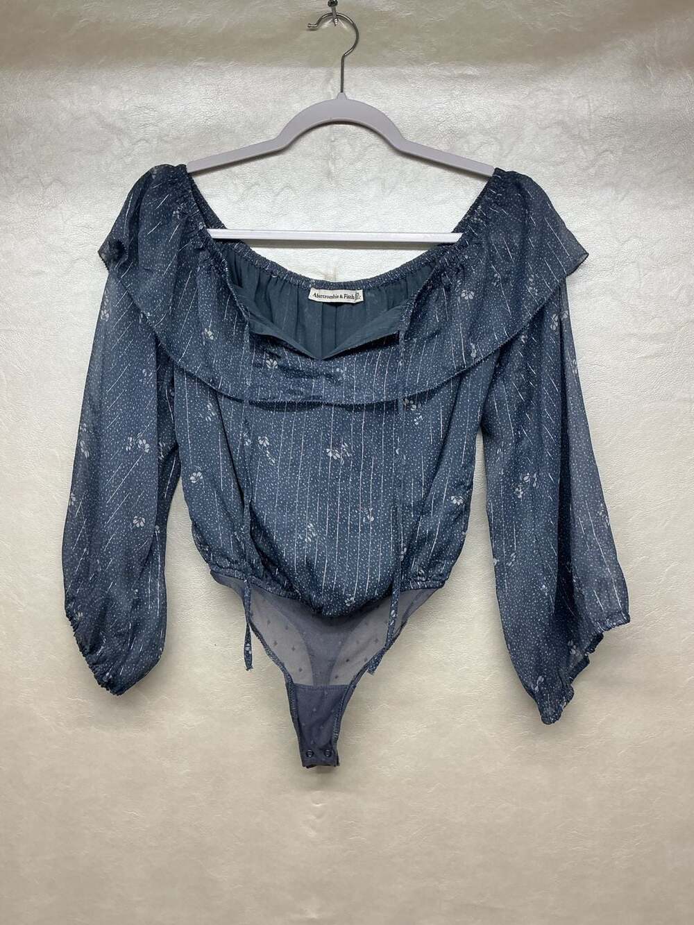 Abercrombie & Fitch Off-the-Shoulder Chiffon Long Sleeve Bodysuit